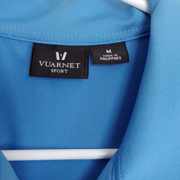 Vuarnet Sport Shirt Women's Size M Blue and White Sleeveless Collared Golf Shirt - Picture 3 of 7